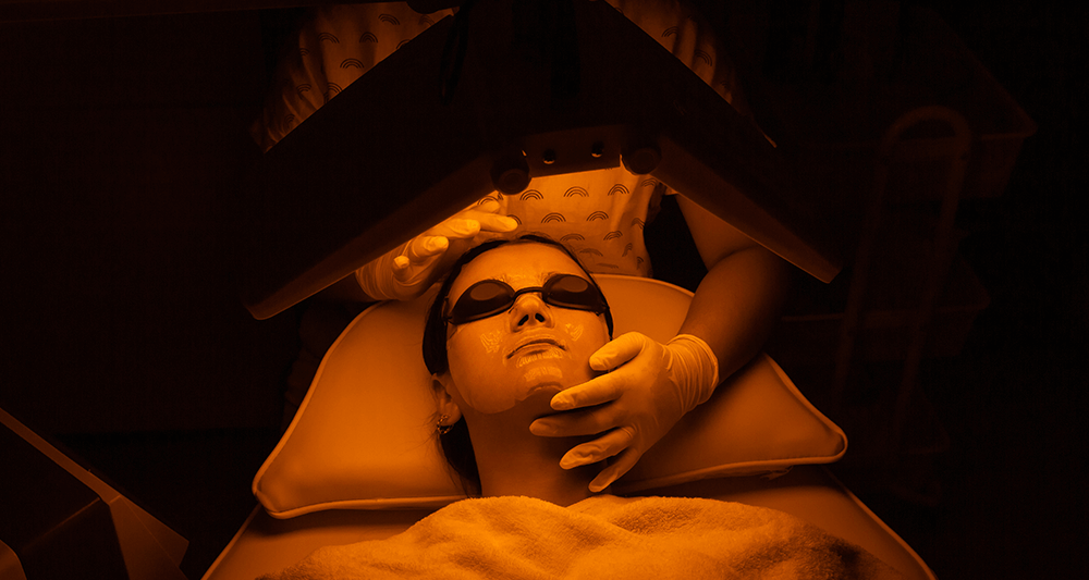 Red LED therapy at the dermatologist's office